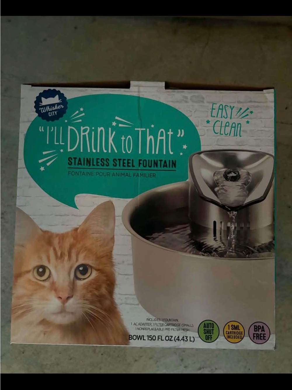 NEW Whisker City Stainless Steel Pet Fountain 150oz